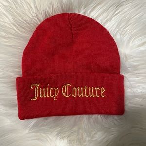 Juicy Couture Red and Gold Beanie Hat